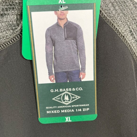 NEW G.H. Bass & Co. Mens XL Mixed Media 1/4 Zip Pullover Gray Sweatshirt - Picture 6 of 7